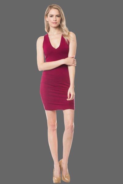 Soft V-Neck Mini Dress - Double Layer Stretch Everyday Style