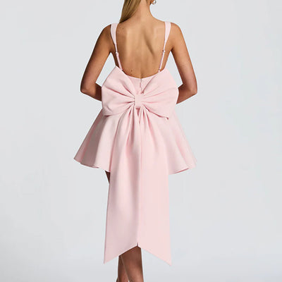 Summer Halter Mini Dress - Backless Large Bow Corset