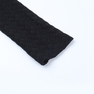 Ribbed Evening Gown - Long Sleeve V-Neck Bodycon Dress - Fashions Envy