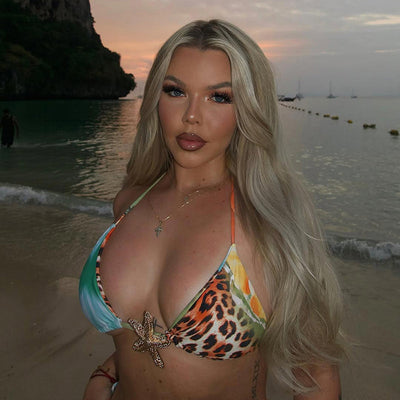 Three Piece Bikini Set - Tie Print Cover Up Beach - Fashions Envy