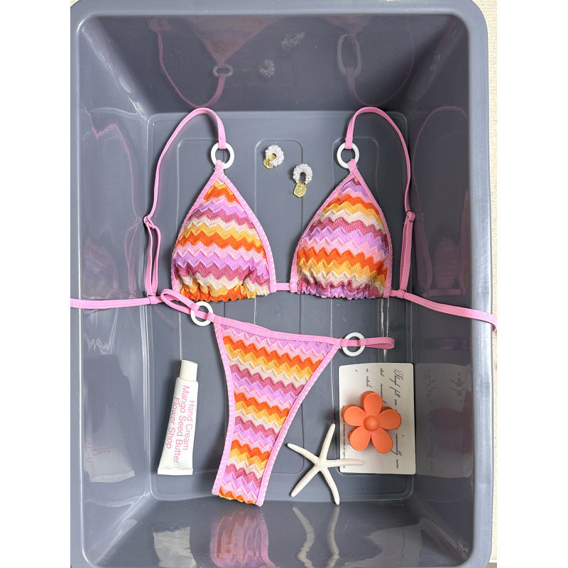 Stripe gradient bikini summer vacation beach swimsuit