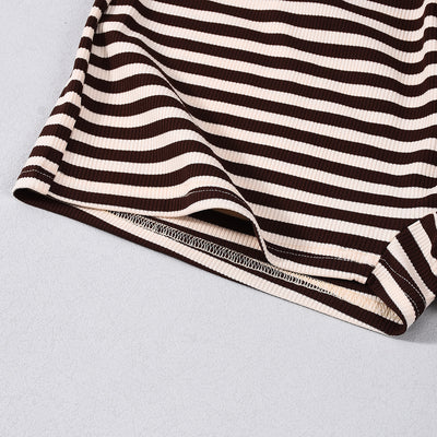 Slim Fit striped Halter Mini Shorts Set