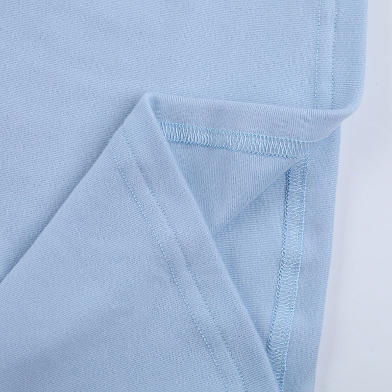 V-Neck Knit Mini Dress - Blue Textured Long Sleeve - Fashions Envy