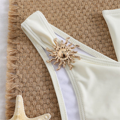 Underwire Bikini Set with Ruffle Sarong Skirt - 3-Piece Swimsuit
