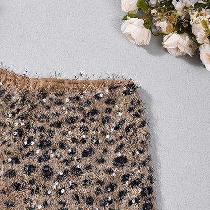Leopard Print Sequin Shorts - Low Waist Party Style