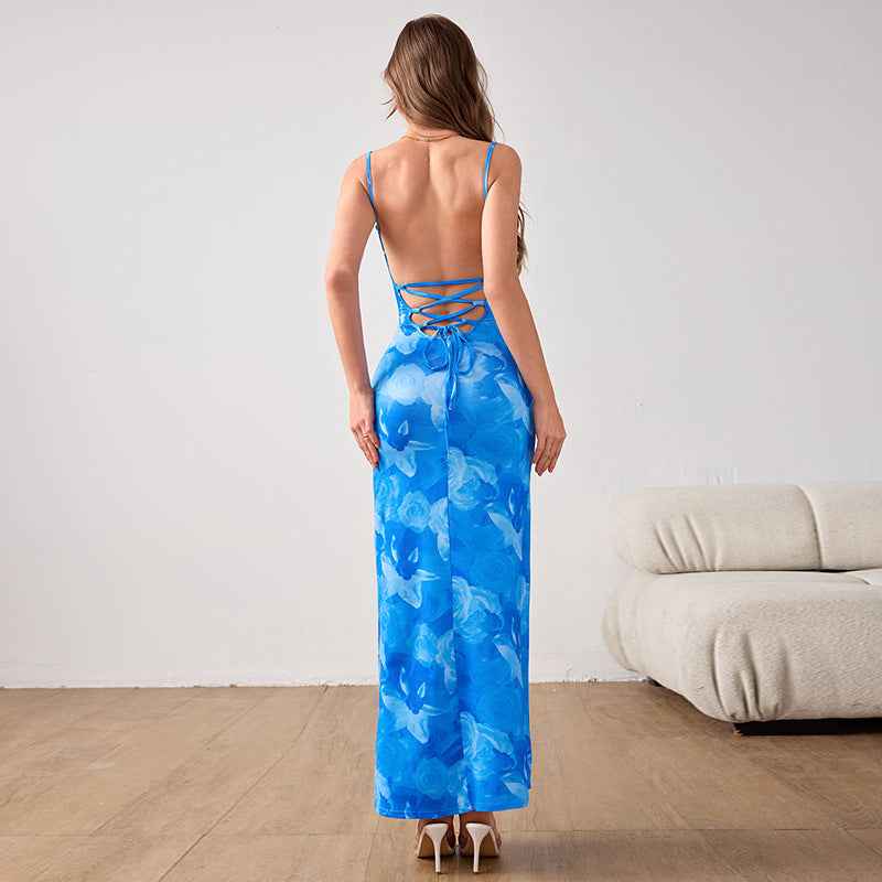 sweetheart neck hot girl backless maxi dress
