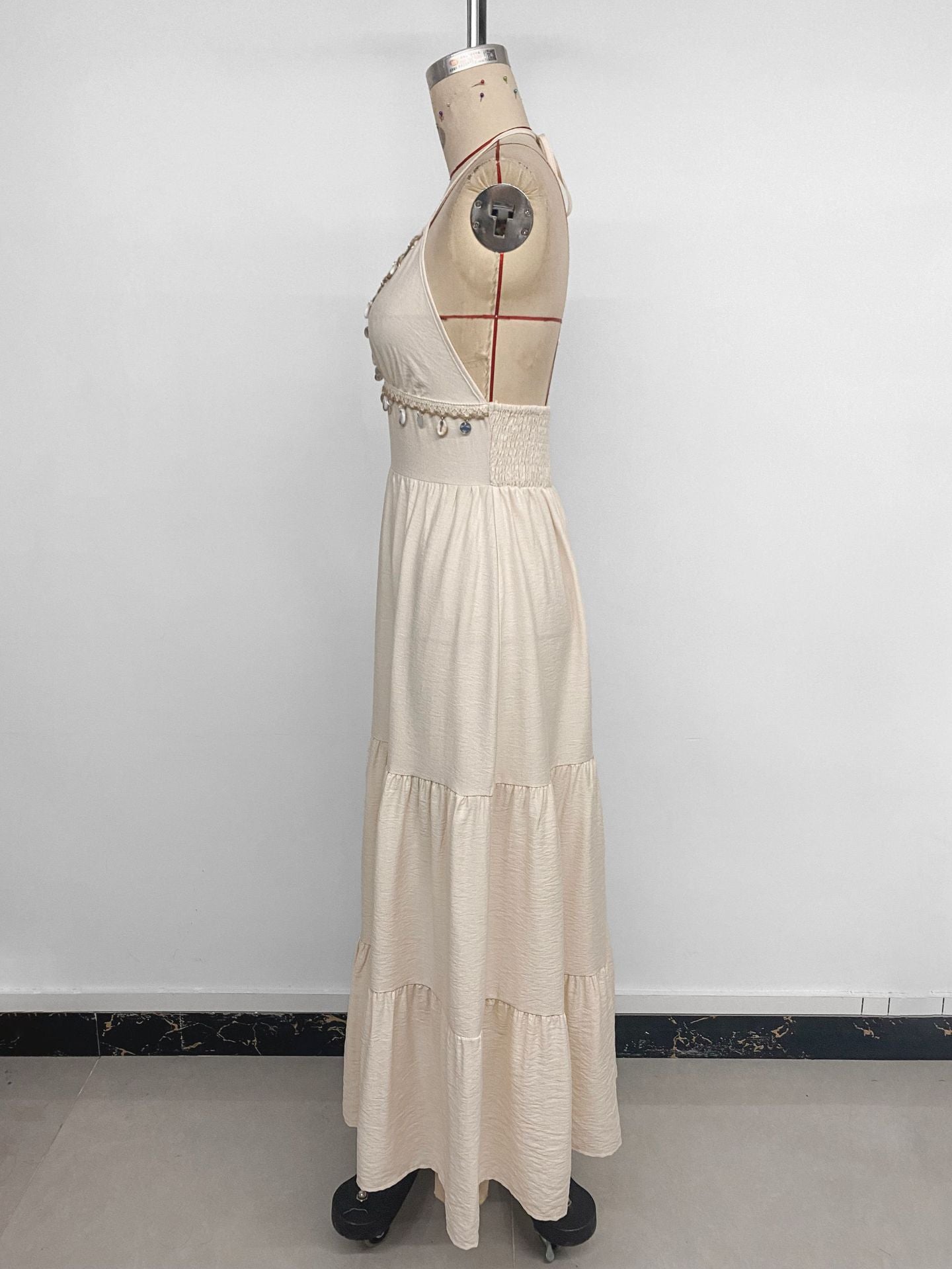 Deep V-neck Maxi Dress - Backless Summer Style