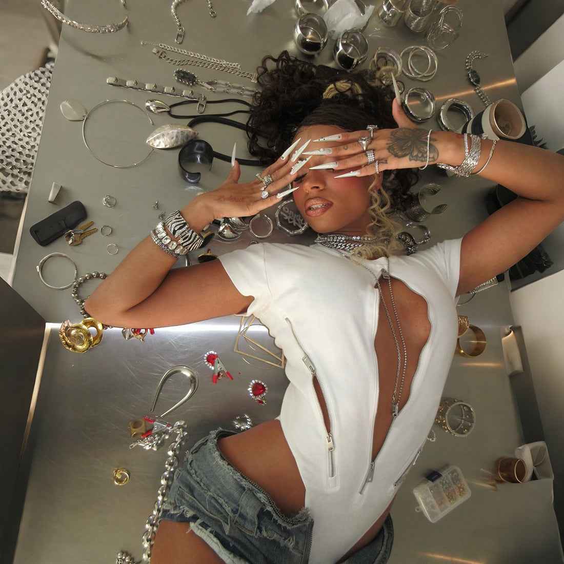 Zipper Sexy Cut-Out Bodysuit -  Bodycon Short Sleeve