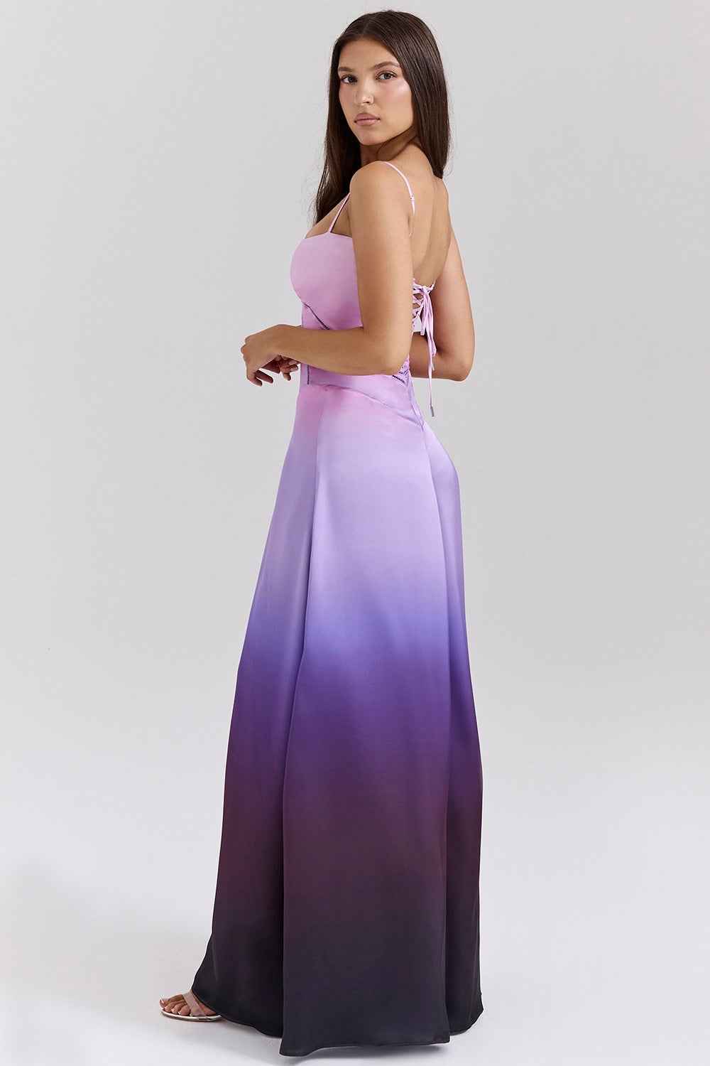 Corset Back Maxi Dress - Spaghetti Strap Slim Fit Camisole Gown
