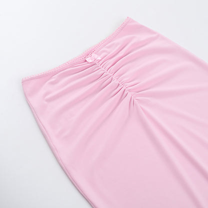 Two-Piece Skirt Set - One Shoulder Top Outfit