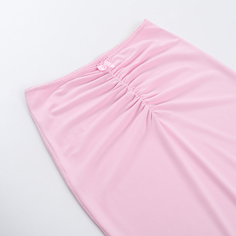 Two-Piece Skirt Set - One Shoulder Top Outfit