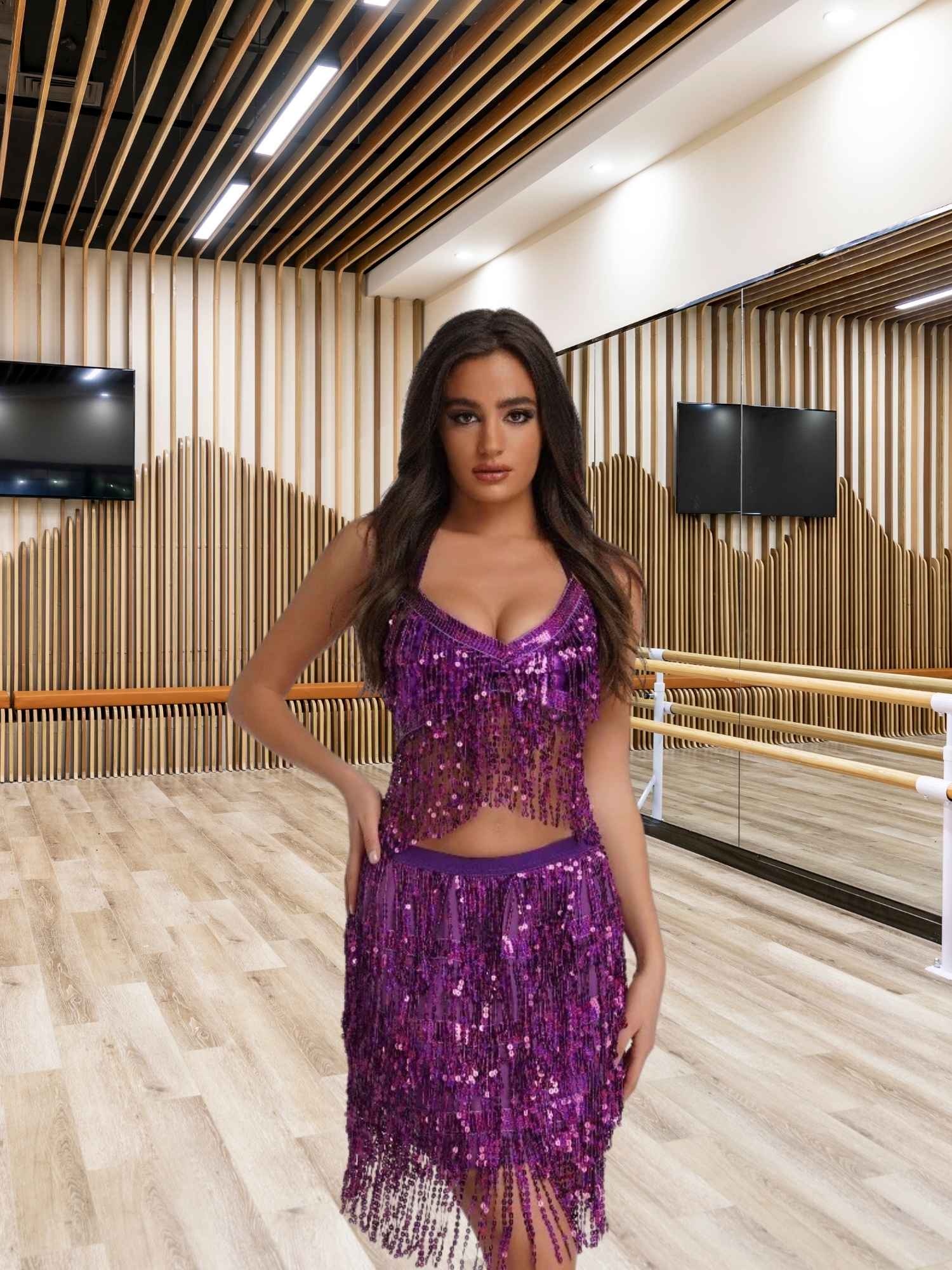 Sexy Tassel Halter Belly Dance Costume Outfit Set