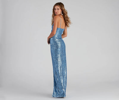Strapless Evening Dress - Sequin V-Neck Gown - Fashions Envy