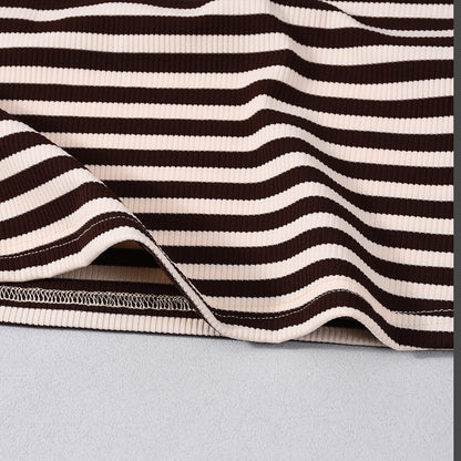 Slim Fit striped Halter Mini Shorts Set