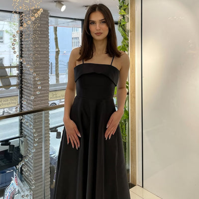 Satin Suspender Dress - Sleeveless Evening Gown - Fashions Envy