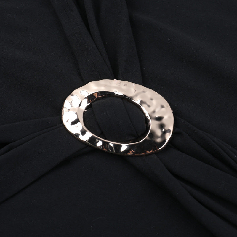 Black Mesh Maxi Dress - Long Sleeve V-Neck Evening Gown