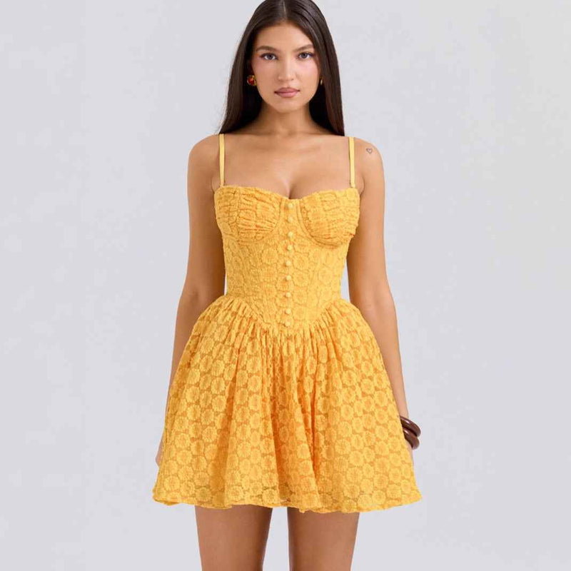 Fluffy Tulle Mini Dress - Square Neck Party Princess Style