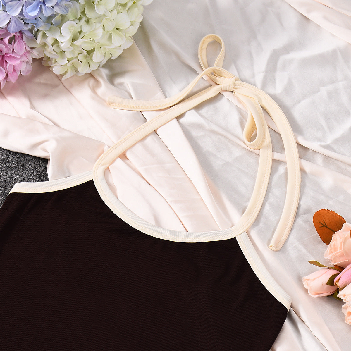 Crop Top and Skirt Set - Contrasting Mini Dress Outfit