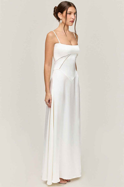 Corset Back Maxi Dress - Spaghetti Strap Slim Fit Camisole Gown