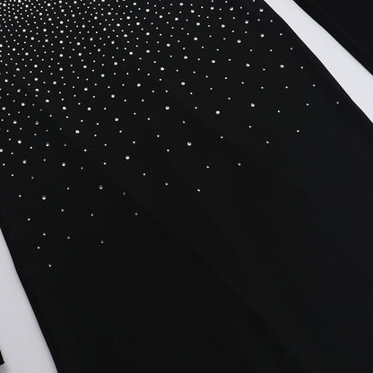 Bodycon Maxi Dress - Halter Diamond Embellished Slim Fit