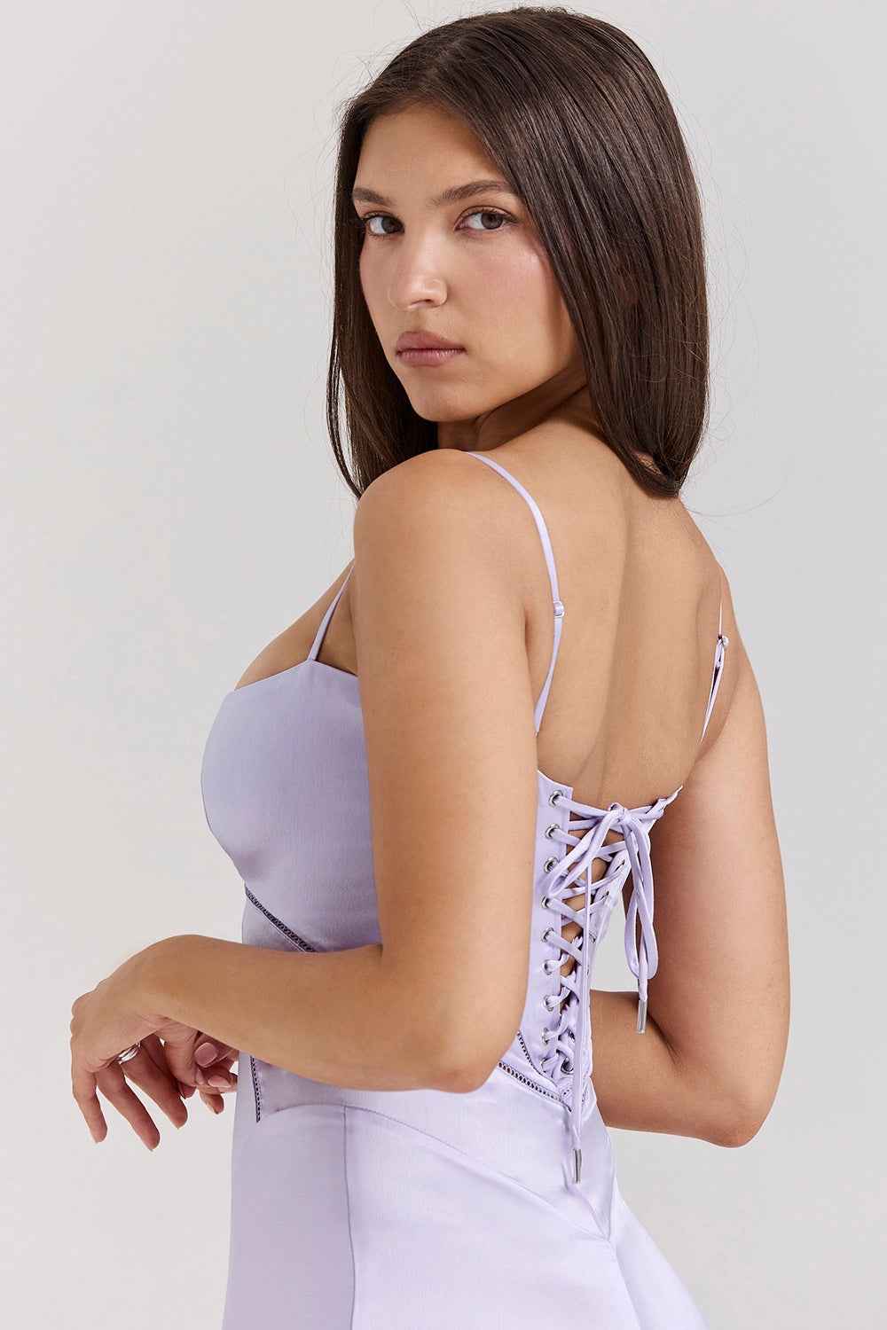 Corset Back Maxi Dress - Spaghetti Strap Slim Fit Camisole Gown