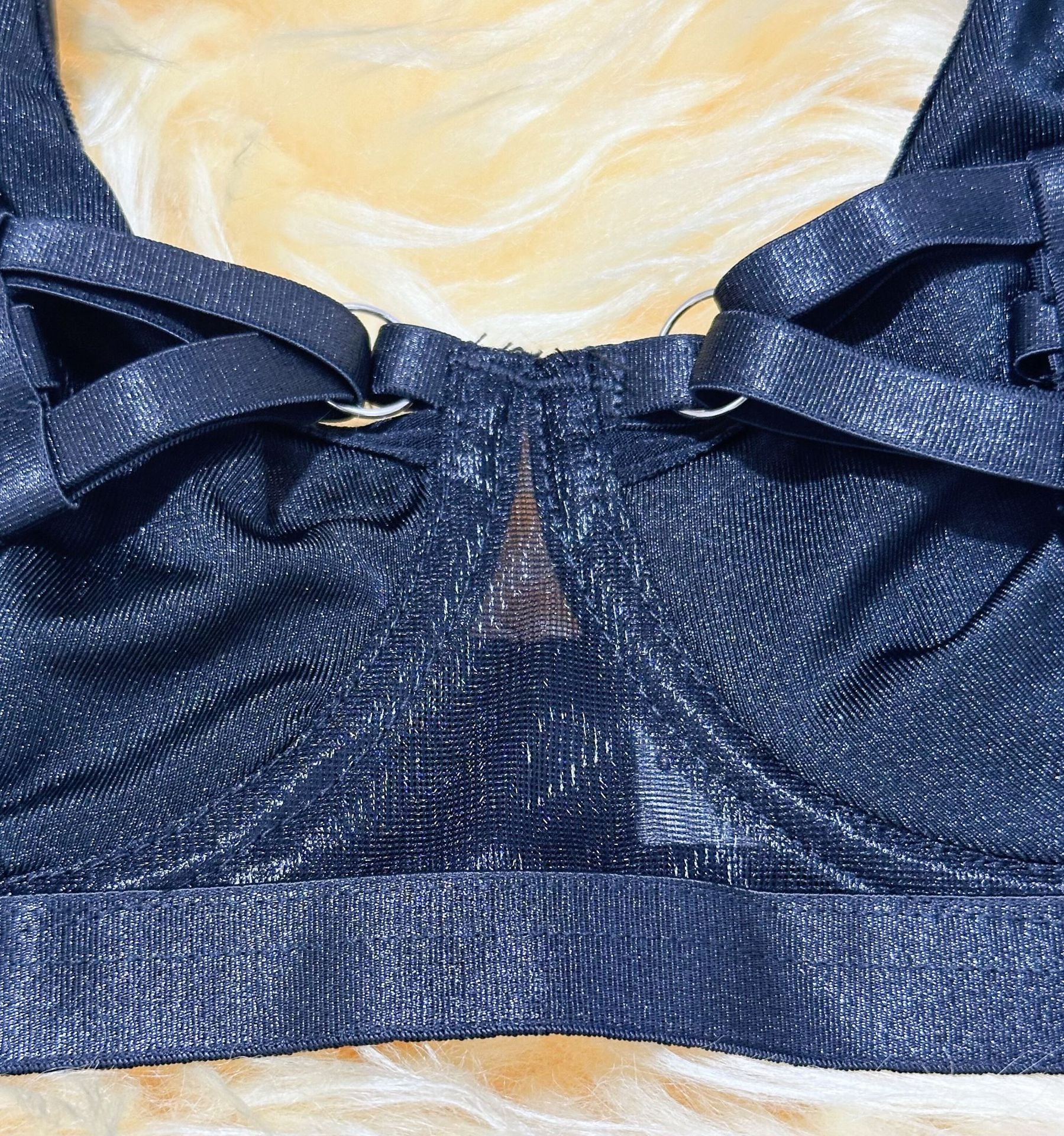 Lingerie Skirt Set - Lace Bra with Fishnet Stockings - Fashions Envy