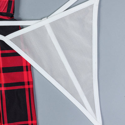 Red Plaid Maid Costume Lingerie Set - Roleplay - Fashions Envy