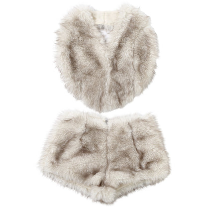 Backless Lace-Up Top and Shorts Set - Khaki Two Piece - Fashions Envy