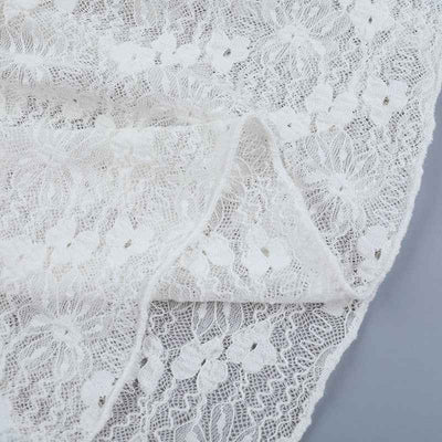 Lace See-Through Mini Dress - Long Sleeve V-Neck Apricot