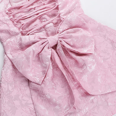 Jacquard Strapless Bow Mini Dress - Prom Gown 2026