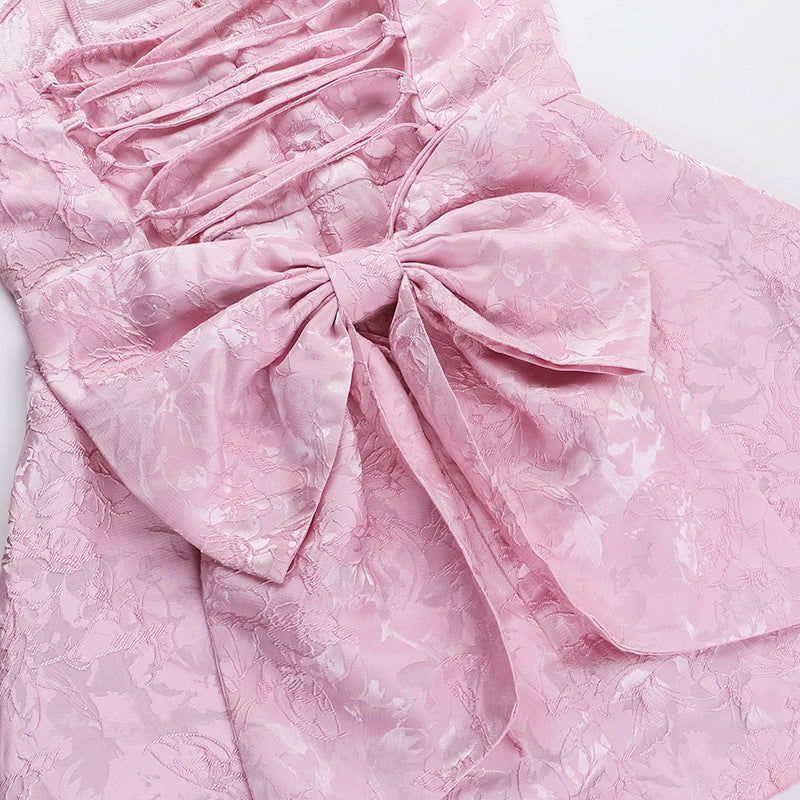 Jacquard Strapless Bow Mini Dress - Prom Gown 2026