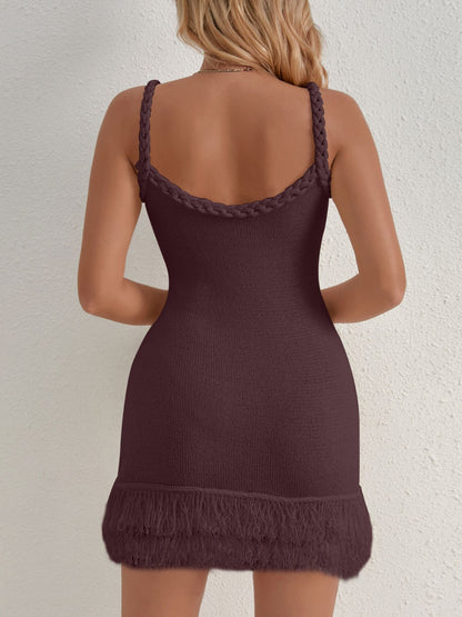 Fringe Hem Knit Cami Dress