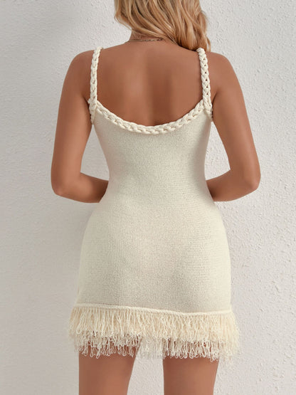 Fringe Hem Knit Cami Dress