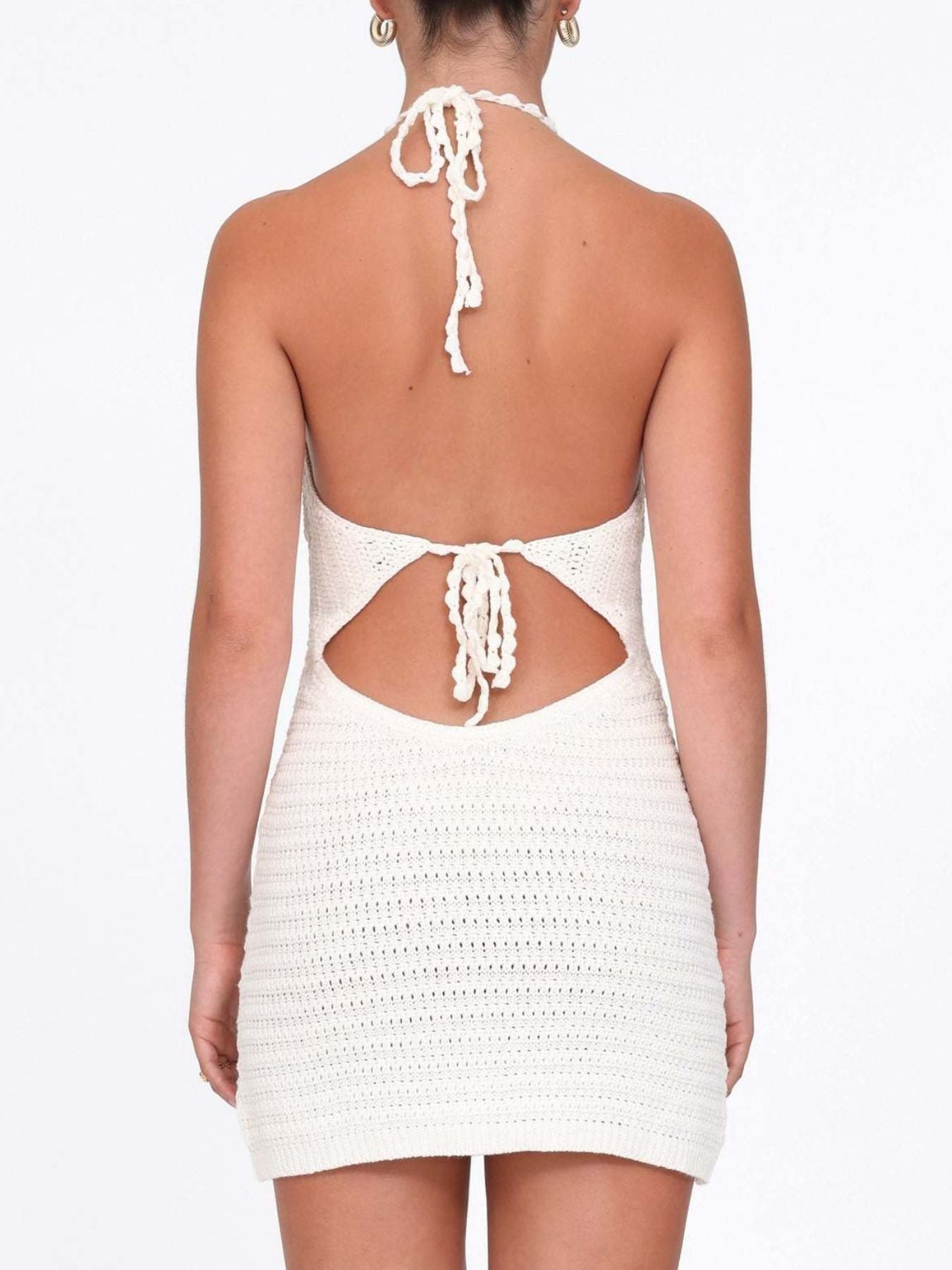 Openwork Halter Neck Sweater Dress