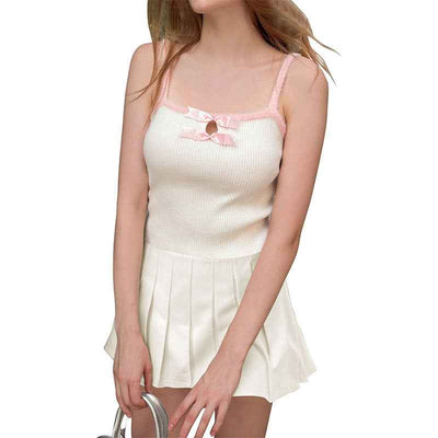Summer slim ins sweet bow suspender skirt