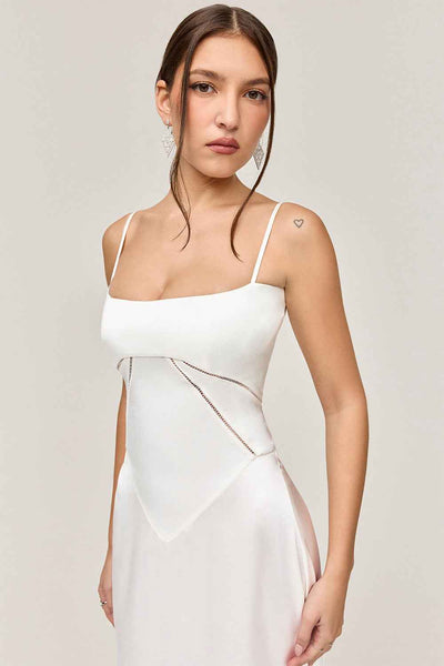 Corset Back Maxi Dress - Spaghetti Strap Slim Fit Camisole Gown