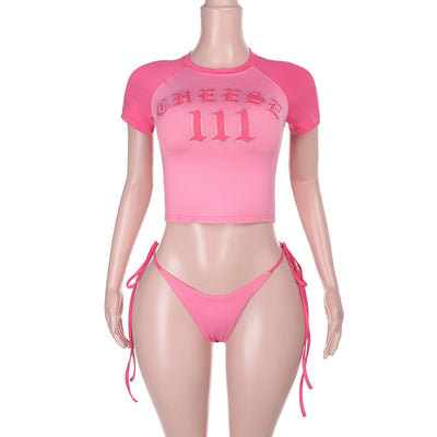 Three-Piece Bikini Set - Cover Up Swimsuit