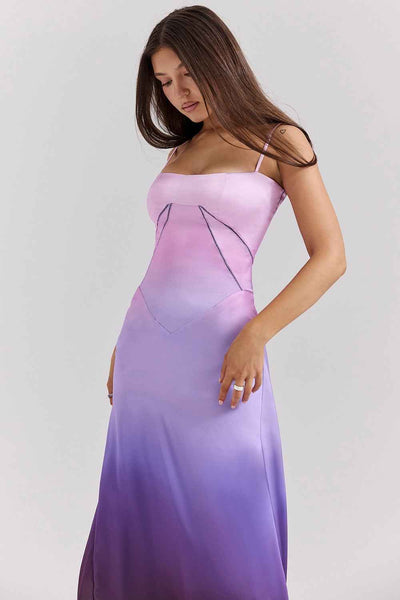 Corset Back Maxi Dress - Spaghetti Strap Slim Fit Camisole Gown