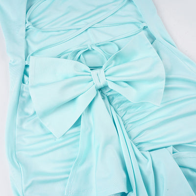 Backless Party Dress - Bow Detail Split Maxi Gown - Fashions Envy