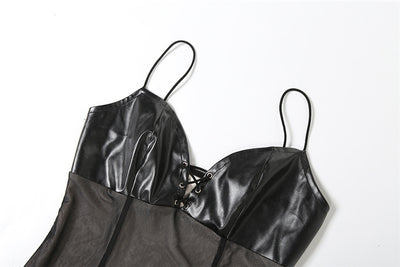 Mesh Splicing Bodycon Dress - Sexy Sleeveless Maxi