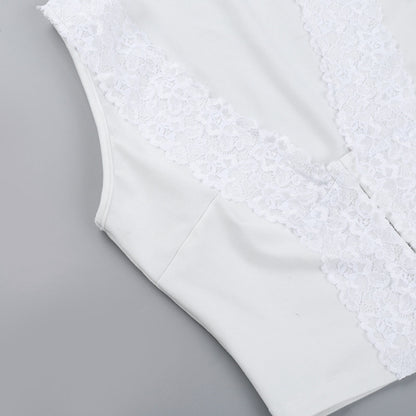 Lace Crop Top - Casual Sleeveless U-Neck