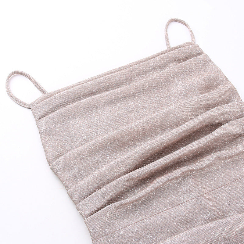 Spaghetti Strap Sequined Evening Dress - Sexy Party Gown