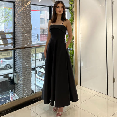 Satin Suspender Dress - Sleeveless Evening Gown - Fashions Envy