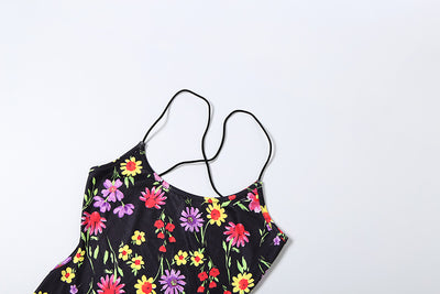 Halter Neck Backless Dress - Hollow Print Mini - Fashions Envy