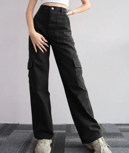 Mid-rise Three-dimensional Pocket Waist-cinching Casual Pants