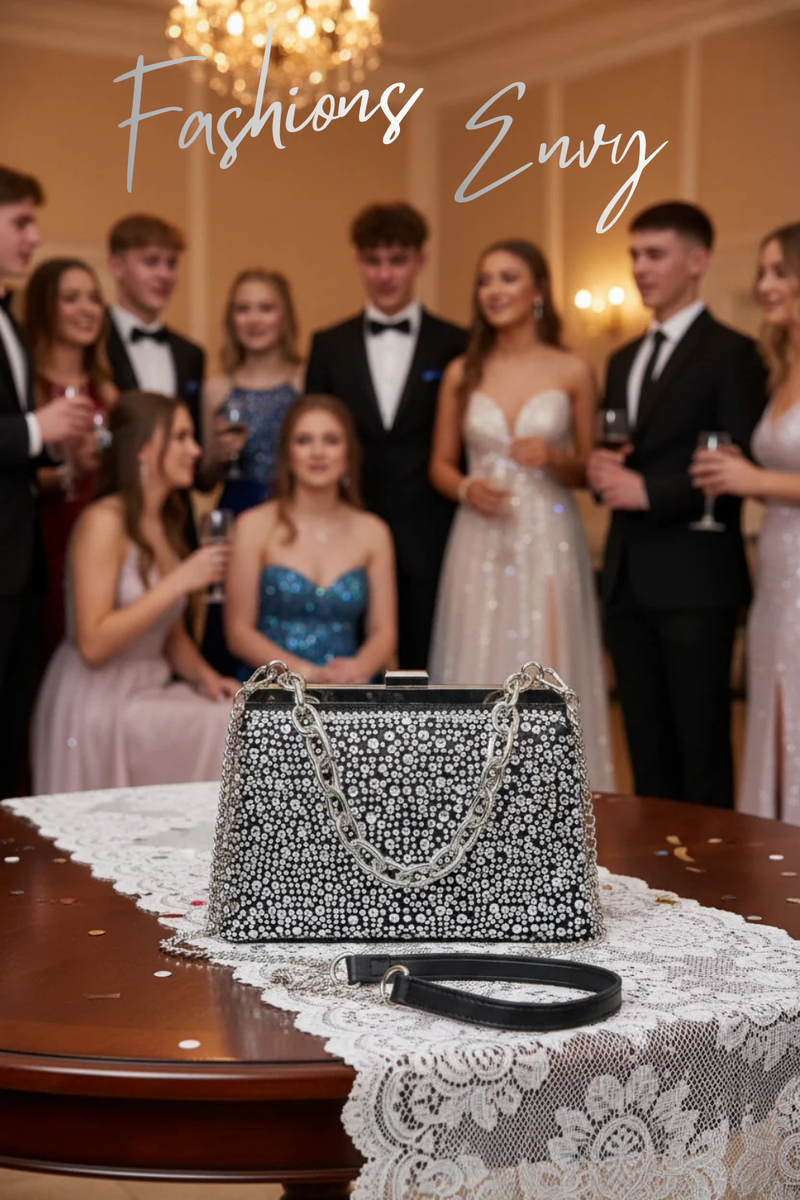 Hotfix Rhinestone Clutch - Prom Handbag