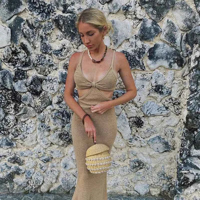 Cut Out Backless Knit Maxi Dress - Bodycon Vacation Style