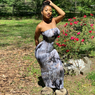 Sleeveless Tie Dye Maxi Dress - Sexy Bodycon Streetwear