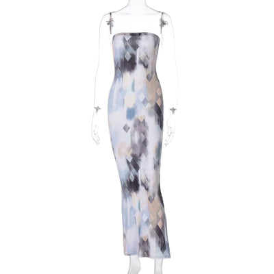 Sleeveless Tie Dye Maxi Dress - Sexy Bodycon Streetwear