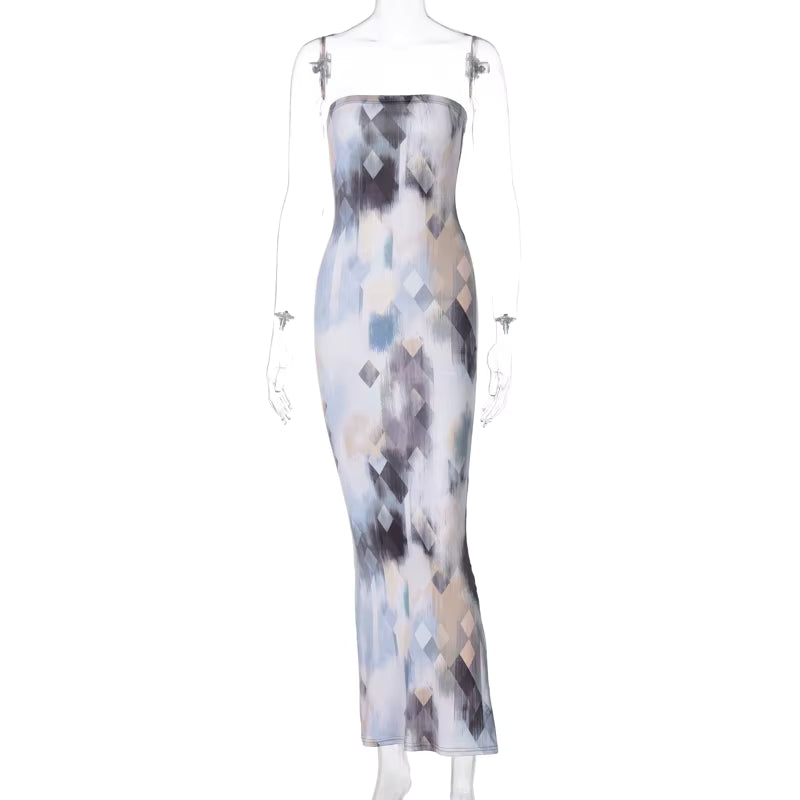 Sleeveless Tie Dye Maxi Dress - Sexy Bodycon Streetwear